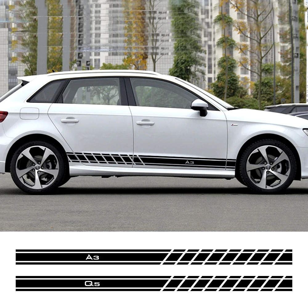 2 шт. наклейки на автомобильные двери для Audi A4 B5 B6 B7 B8 A3 8P 8V 8L A5 A6 C6 C5 C7 A1 A7 A8 Q2 Q3 Q5 Q7 TT RS3