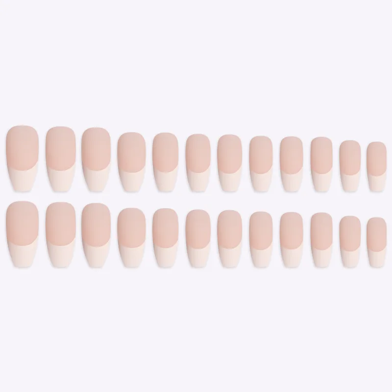 Carnudo Fosco Rosa Cor Branca Unhas Falsas Caixão Estilo Francês Wearable Bailarina Sapato Forma Quadrado Cabeça Mulher t 24 Pçs 4 Cheap Unhas postiças