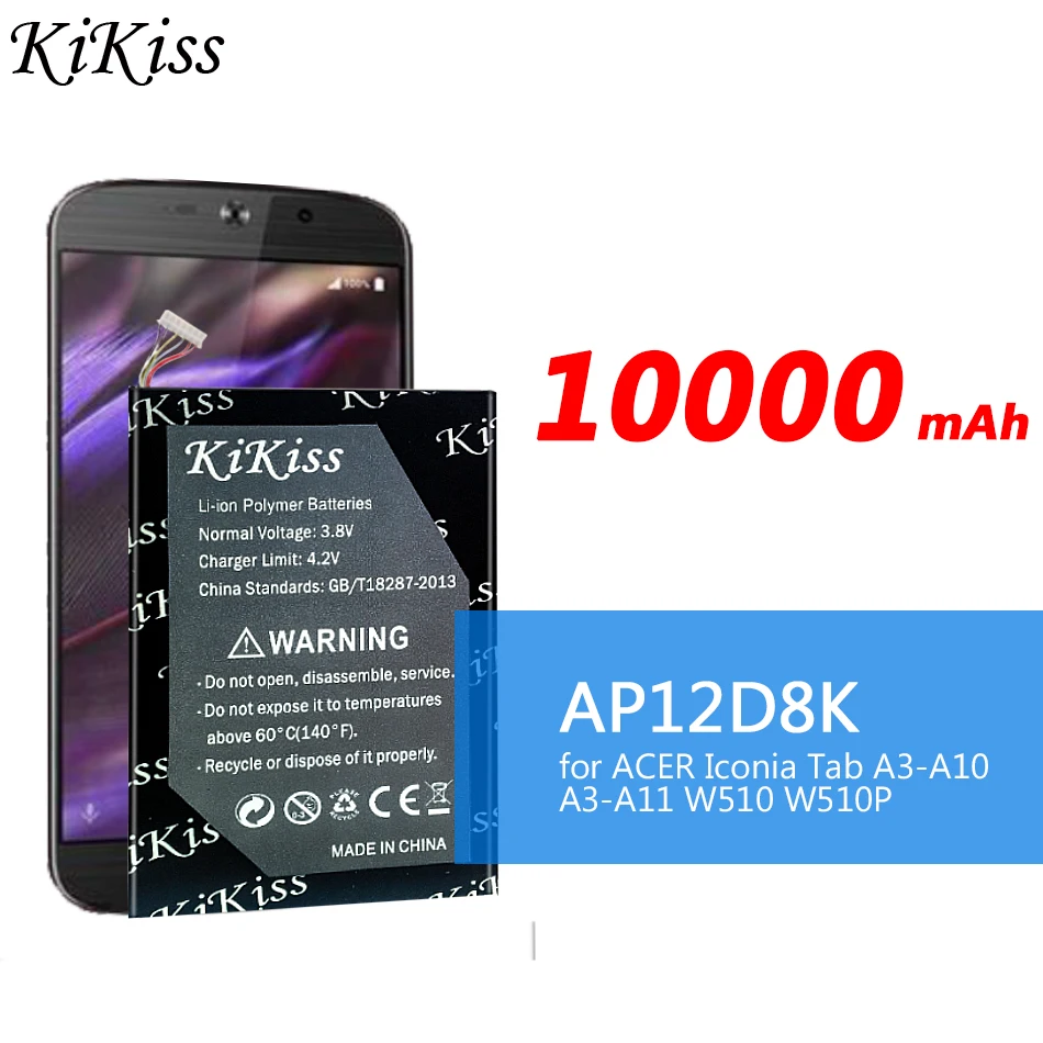 10000 мА · ч аккумулятор большой мощности AP12D8K для ACER Iconia Tab A3-A10 W510 W510P 3 7 V 27WH.