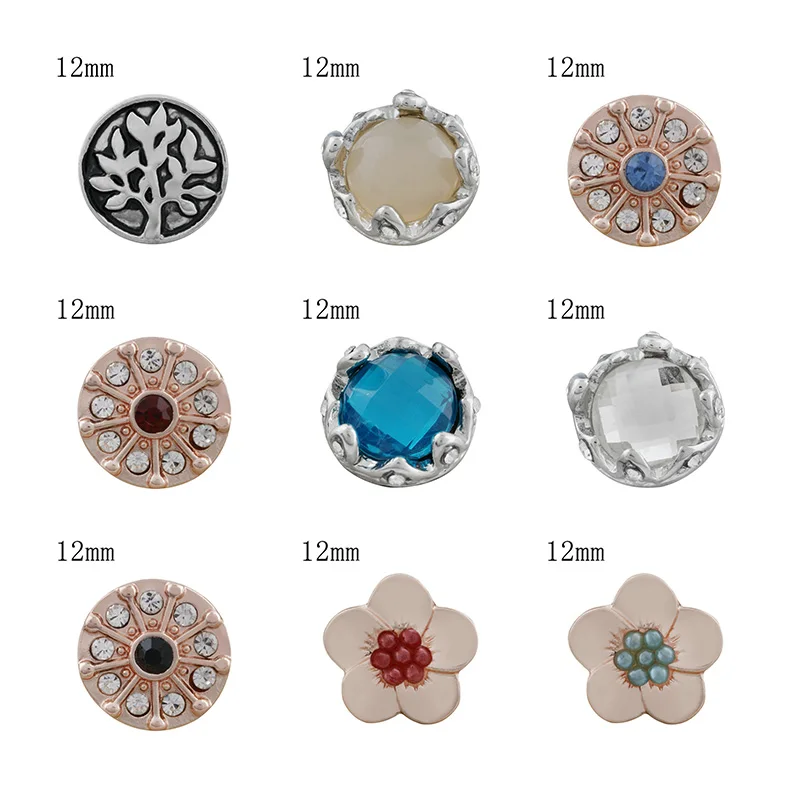 Flower tree 12mm Rhinestone Charms Metal snap button DIY jewelry KS2048 | Украшения и аксессуары