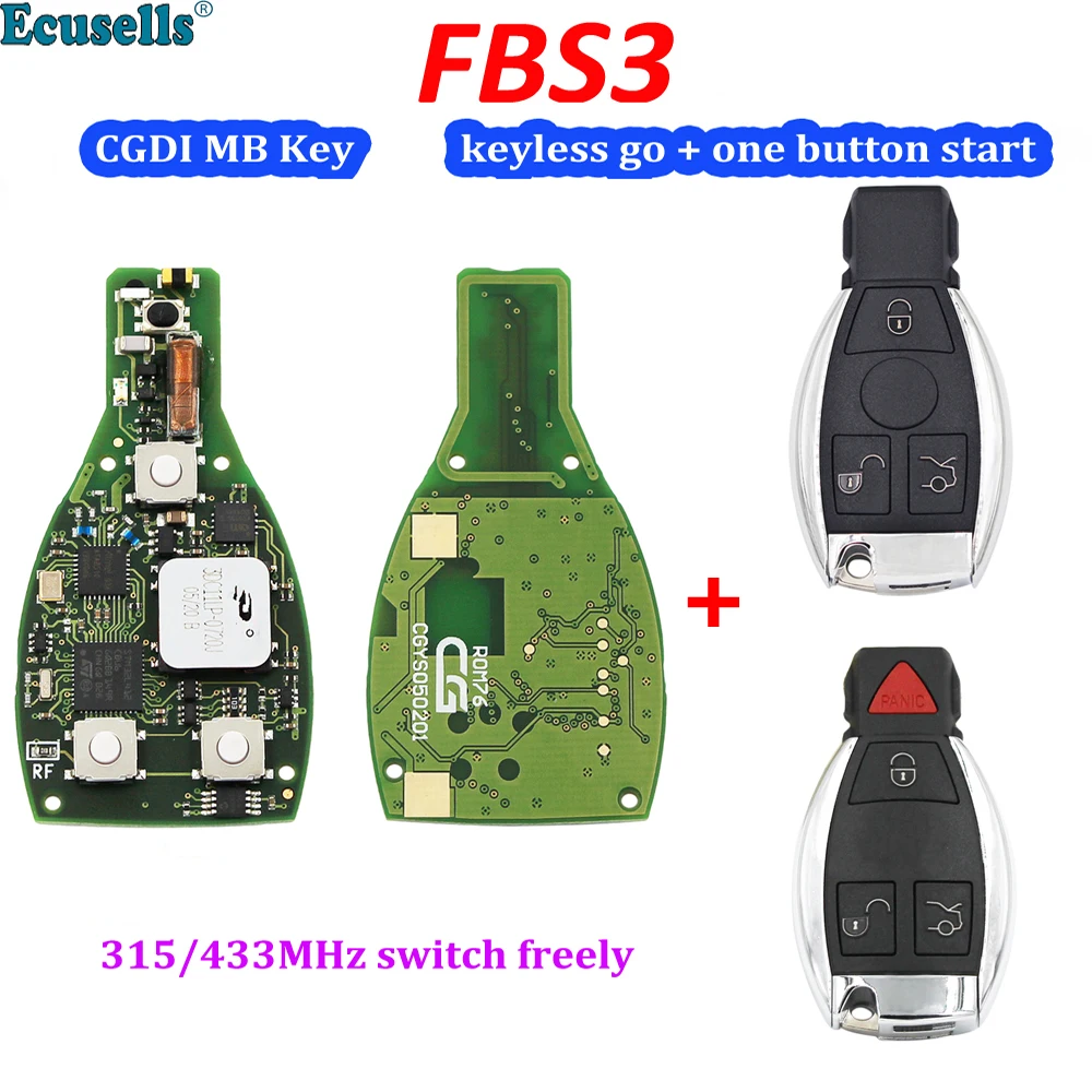 3/4 кнопки CGDI Keyless Go FBS3 smart Be Key для Benz W204 W207 W212 W164 W166 W221 Кнопка pcb работает с MB Prog |