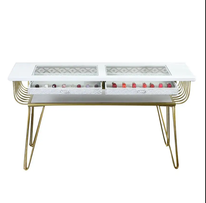 Nail table single double net red double glass economical marble nail table chair suit nail table economical glass single double nail table golden special offer nail shop suit