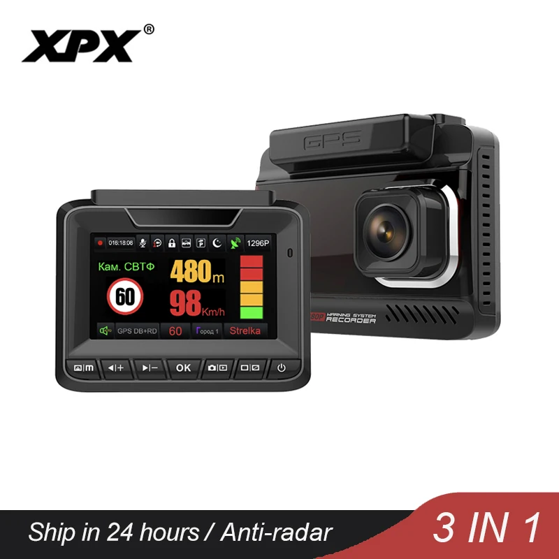 XPX Автомобильный видеорегистратор 3 в 1 видеорегистратор автомобильный Full HD видеорегистратор анти-gps-радар Автомобильная камера автомобильный радар-детектор аксессуары видеорегистратор