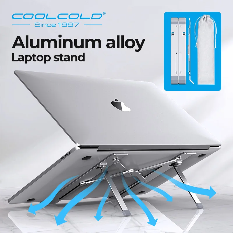 Billede af COOLCOLD Laptop Stand Height Adjustable Aluminum Laptop Riser Holder Portable Ergonomic Notebook to 17 inch for MacBook Air Pro