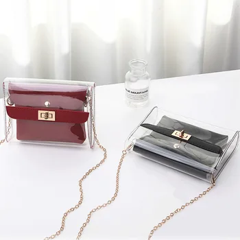 

Crossbody Bags For Women Transparent Jelly Bags Fashion Female Chain Shoulder Bag Pack Leather Handbag Tote Ladies Messenger Bag