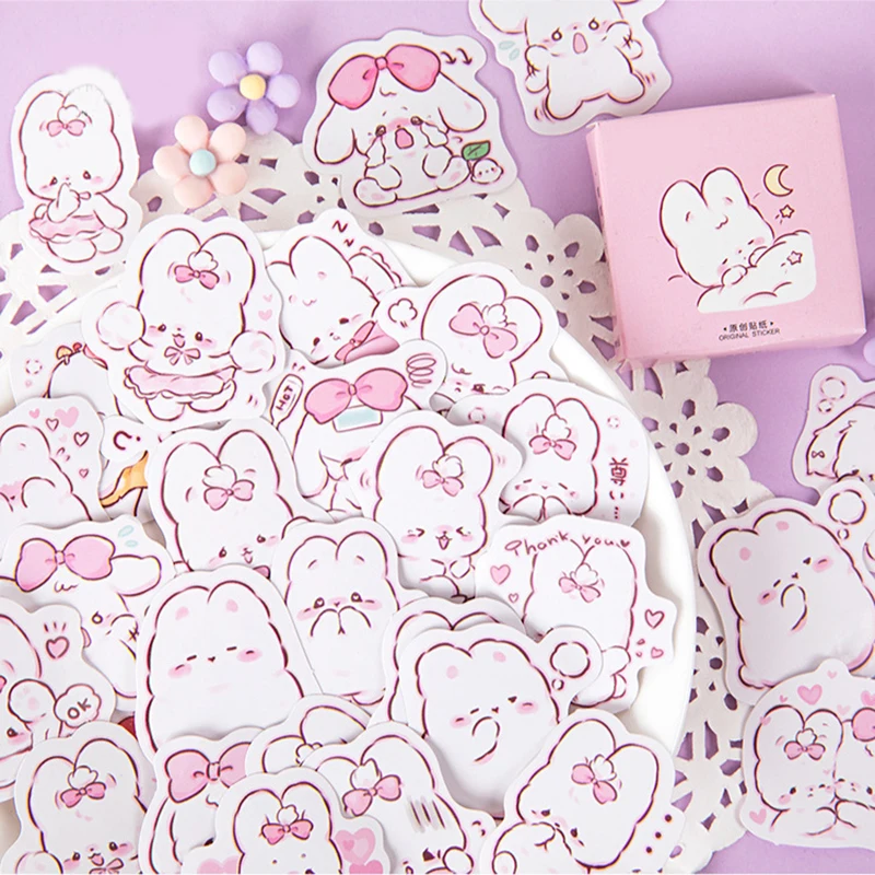 45 Pcs/pack Cute Rabbit Daily Kawaii Decoration Stickers Planner Scrapbooking Stationery Japanese Diary  Adhesive Stickers