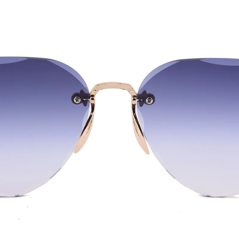 Модные Роскошные брендовые стимпанк женские солнцезащитные очки многоугольные без оправы градиентный объектив Высокое качество Женские 18013
