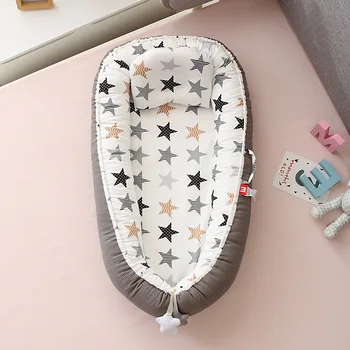 

New 50x85cm Babynest Newborn Baby Nest Bed Portable Crib Travel Bed Baby Nest Baby Lounge Bassinet Bumper with Pillow Cushion
