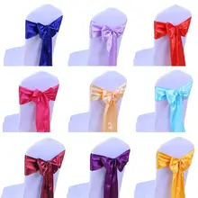 25PCS 15 Colors Wedding Chair Cover Sash Satin Fabric bow-knot Ribbon Tie Bands for for Wedding Party Banquet Event Decorations