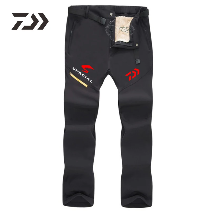 Daiwa Gore-Tex брюки водонепроницаемые быстросохнущие теплые дышащие ветрозащитные плотные походные брюки съемные двухсекционные флисовые брюки - Цвет: Черный