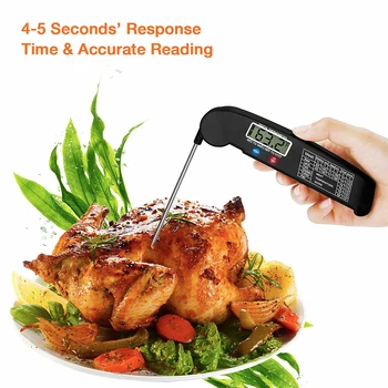 

Digital Instant Read Meat Thermometer Highly Accurate Temperature Probe Backlight LCD Calibration Kitchen Meat BBQ Thermometer