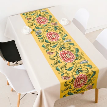 

New Chinese style classic dining room flower table cloth linen tablecloths cover towel thick rectangular antependium decoration