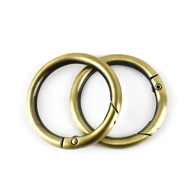 20pcs Meetee 10-50mm Metal Spring O Ring Round Openable Round Snap Hook for Bag Strap Keychain Pendant DIY Sewing Accessories Brass