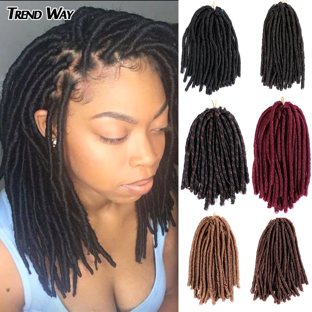 

Trend Way 14inch Dreadlocks Hair Extensions Synthetic Braiding Hair Afro Hair Styles Soft Faux Locs Crochet Hair Black