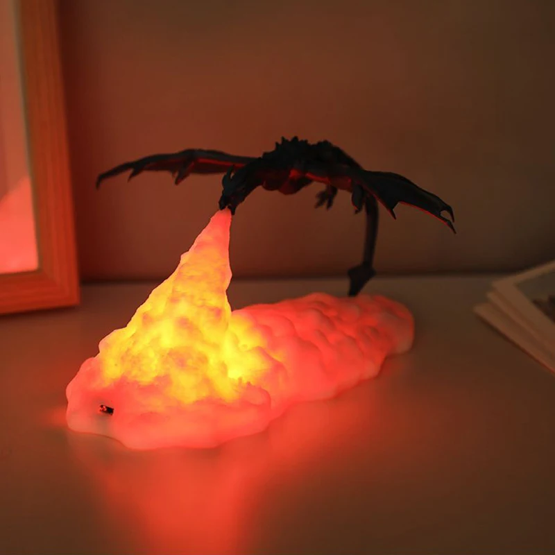 Лампы с 3d-рисунком дракона вулкана ночники для спальни зарядка через USB комнатные