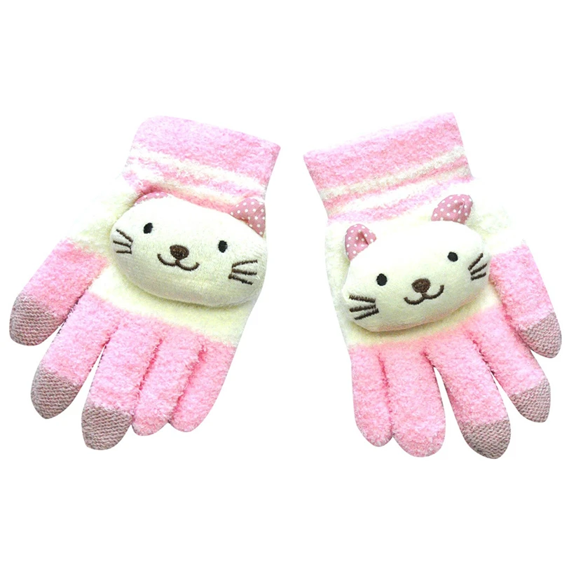 Теплые перчатки из кашемира с милой пандой и кроликом для женщин и девочек, женские зимние варежки с котом, теплые перчатки для рук 910 - Цвет: PK