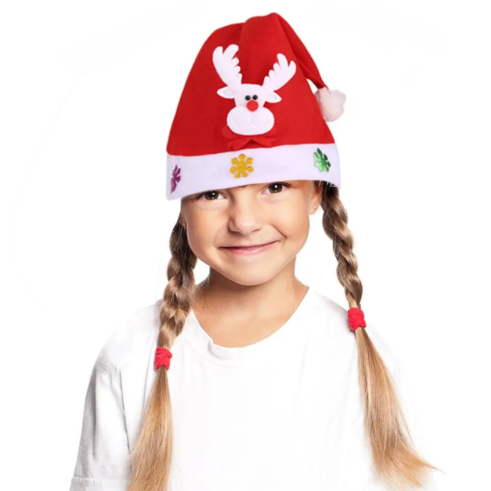

Kids Size Christmas Decoration Hats Snowman Santa Claus Pompom Xmas Beanies Christmas Party Skullies Boys Girls Bonnet Men's Hat