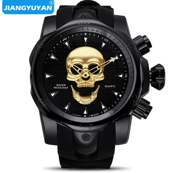 

Mens Watches 3D Pirate Skull Style Quartz top Brand Watch Men Military Silicone Sports Men Watch Waterproof Relogio Masculino