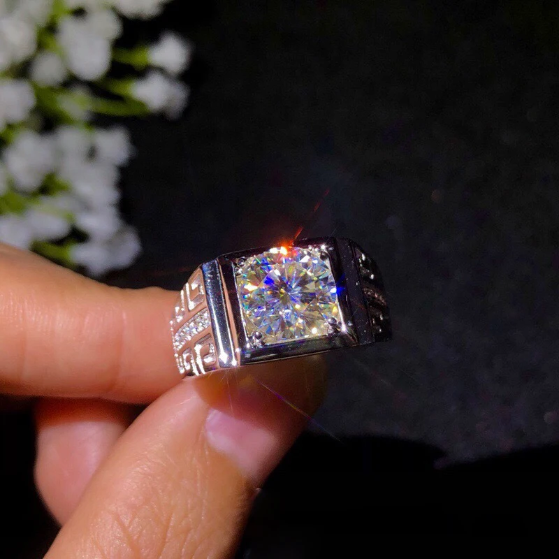 BOEYCJR 925 серебро 1ct/2ct/3ct F цвет Moissanite VVS обручальное свадебное кольцо с бриллиантом для мужчин с национальным сертификатом