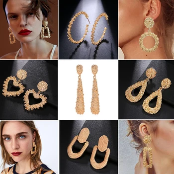

New design creative jewelry high-grade Vintage metal earrings Geometric gold earrings wedding party earrings for woman