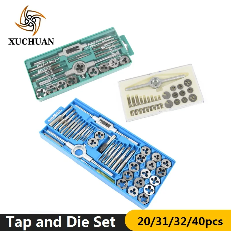 

20/31/32/40pcs Tap and Die Set Hand Tapping Tool Set Metal Drilling Drill Bit Screw Tap Die Wrench Kit Thread Tap and Die