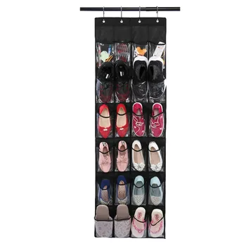 

Door Shoe Organizer 24 Durable Pockets, Hooks, Large Nonwovens Mesh Pocket
