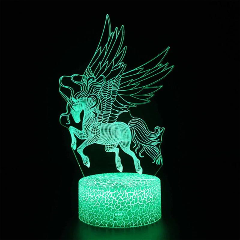  Linson 3D unicorn Led Light unicorn Animal Lamp Led Night Light USB Desk Table Lamp Luminaria Home  - 4000184321993