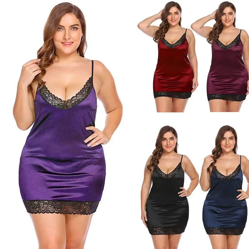 Fashion Summer Clothes For Women Sexy Sheer Sleeveless Lingerie Nightgowns Homewear Elegant Lace Satin Nightdress Sleepwear