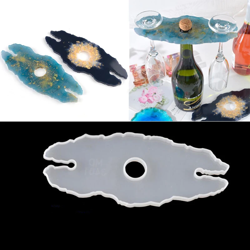 

1PC Wine Rack Silicone Mold DIY Irregular Red Wine Shelf Cup Pad Molds For Uv Resin Home Decoratin Art Resin Mould