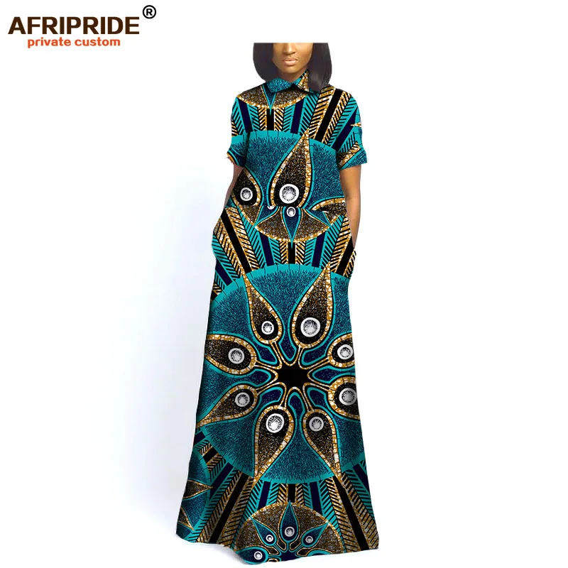Осеннее элегантное вечернее платье для женщин AFRIPRIDE, индивидуальное вечернее платье в пол с коротким рукавом в африканском стиле A722567 - Цвет: 534J
