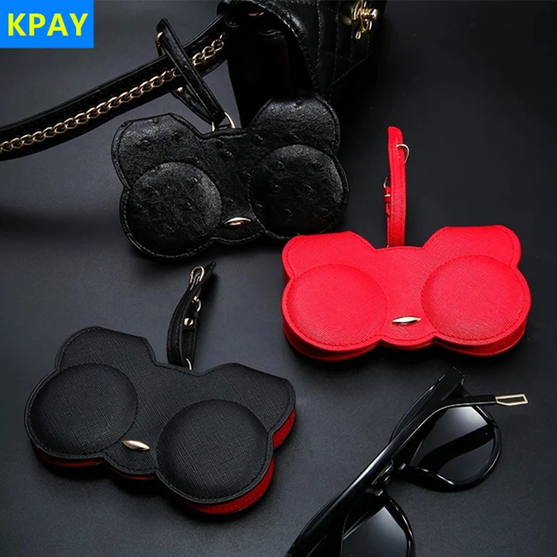 

2019 New Cat Sun Eye Glasses Sunglasses Case Bags Women PU leather Cute Cartoon Protable Bag Storage Protection Cover Box
