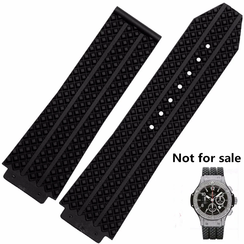 

25mm*17mm Black Silicone Watch Strap Accessories For Hublot for BIG BANG Men Watch Strap with Tools and screws