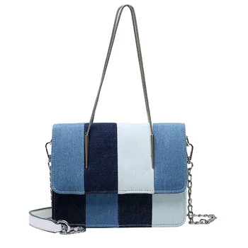 

PosBuy Women Fashion Patchwork Chain Shoulder Bag Messenger Crossbody Bag for Work Phone Purse Lady Handbag Plaid PU 2020 Autumn