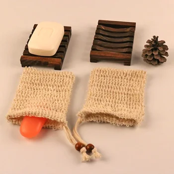 

2Pcs Creative Wooden Soap Dish Tray Bamboo Shower Case Holder Container Storage Box Blister with Exfoliating Soap Sets