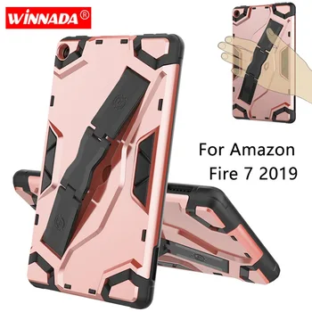 

For Fire7 2019 Armor case 7.0 inch Tablet hand held strap TPU+PC Shockproof Stand Cover case for Amazon Kindle Fire 7 2019