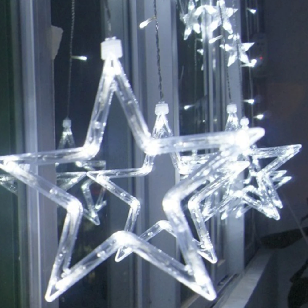 Kaufen LED vorhang licht Lampe String 8 Modi Garten Weihnachten Lichter Dekoration Mond Sterne 2,5 M UNS 110V Hochzeit Neon laterne Festival