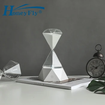 

HoneyFly LED Diamond Hourglass Night Lamp USB Rechargeable 15min Timing Desktop Lamp Seven Color Change Sleep Help Light