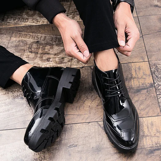 Lakschoenen Stijlvolle Waterdichte Spitse Neus Hoge Zool Krokodil Booties  Bont Zwarte Mens Winter Laarzen Warme Slangenhuid Goedkope - AliExpress  Schoenen