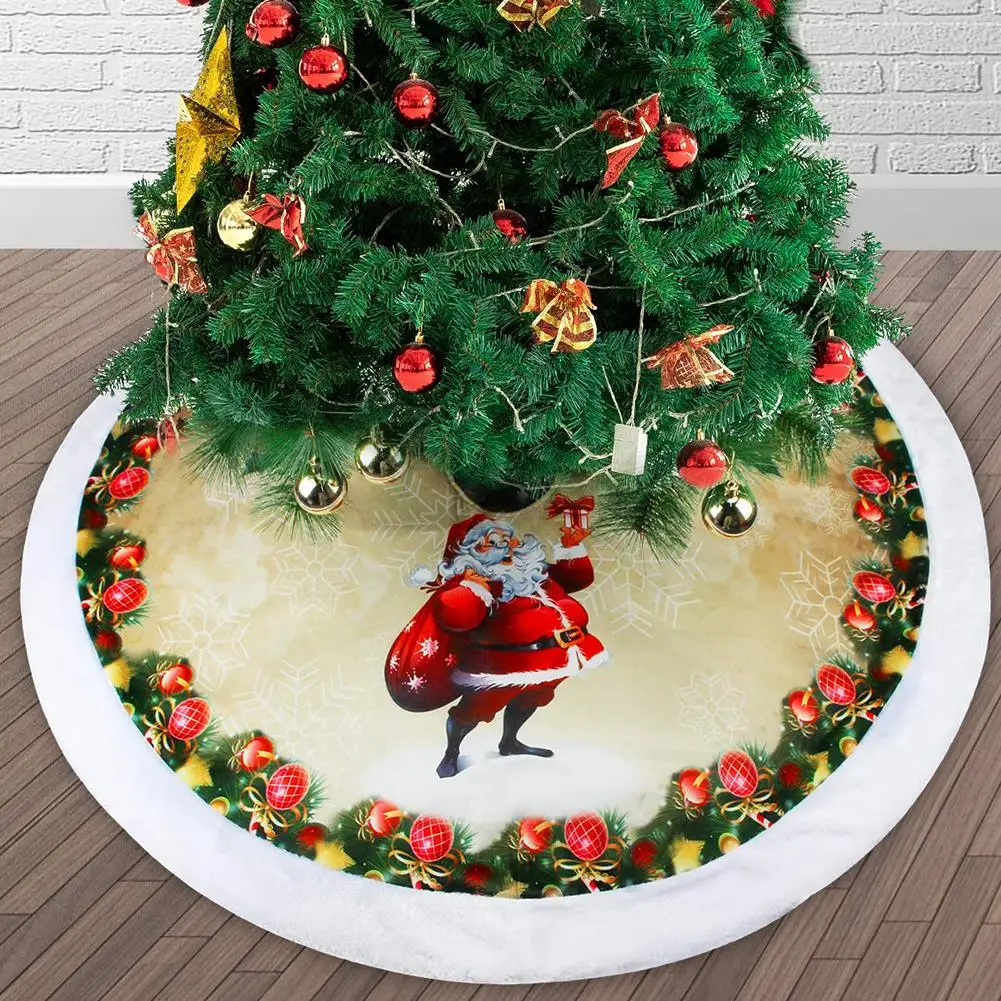 Creative Reindeer Christmas Tree Skirts Fur Carpet Xmas Decoration New Year Home Outdoor Decor Event Party Tree Skirts 98CM