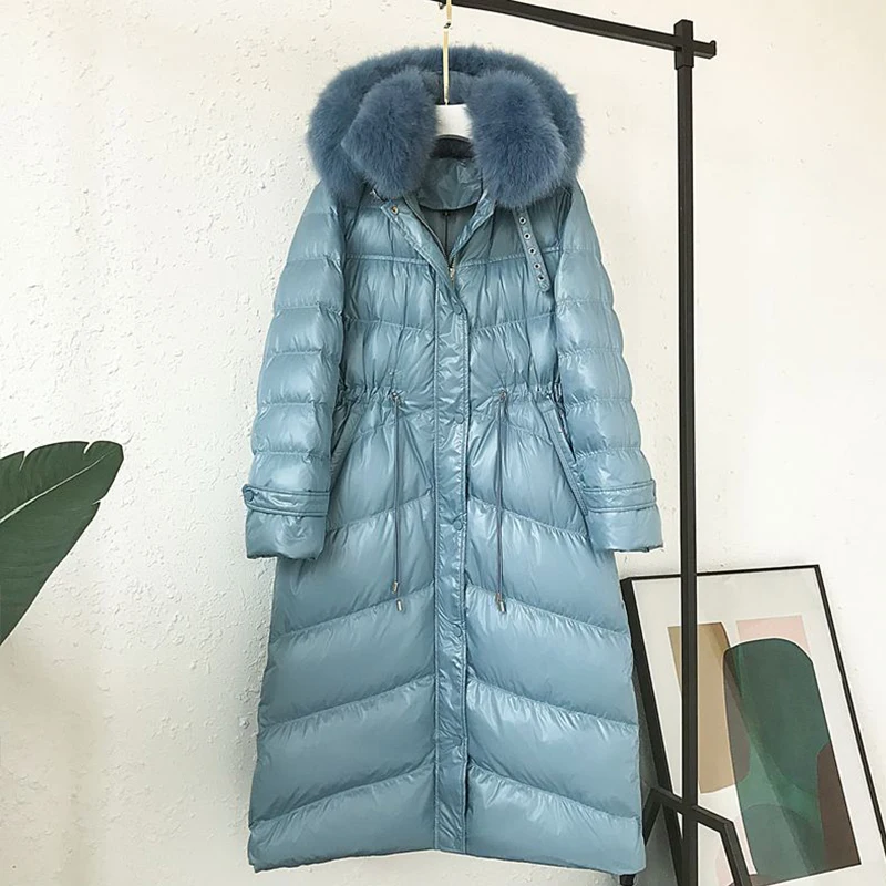 Kopen Fitaylor Echte Natuurlijke Vos Bont 2020 Winter Jacket Vrouwen Witte Eendendons Jas Uitloper Kapmantel Dikke Warme Down parka