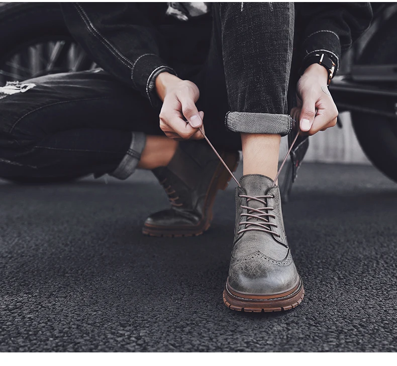 Модные мужские зимние ботинки из хлопка; Botas Masculinas; высококачественные мужские кожаные ботинки; обувь с высоким берцем; уличные Ботинки martin