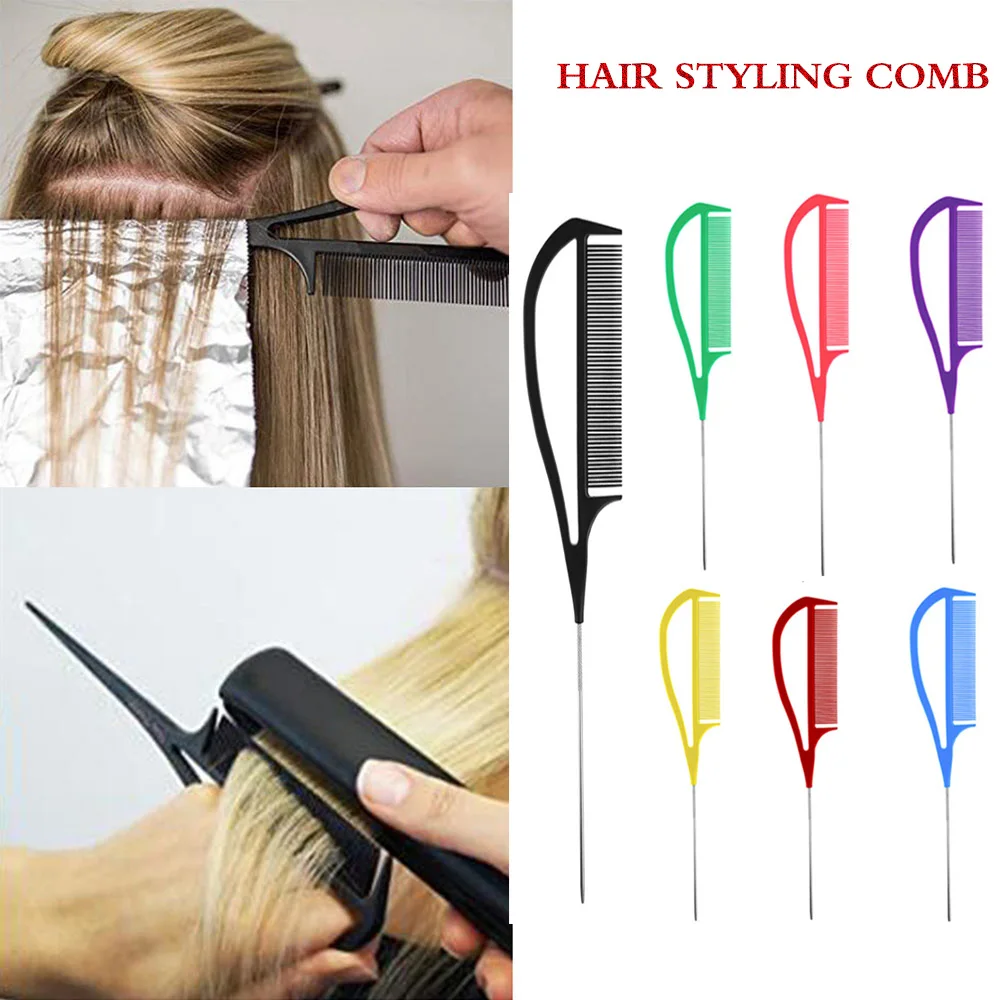 

Metal Pin Tail Comb Rat Tail Comb For Styling Teasing Wide Tooth Pick Stylist Braiding Combs High Quality Wholesale