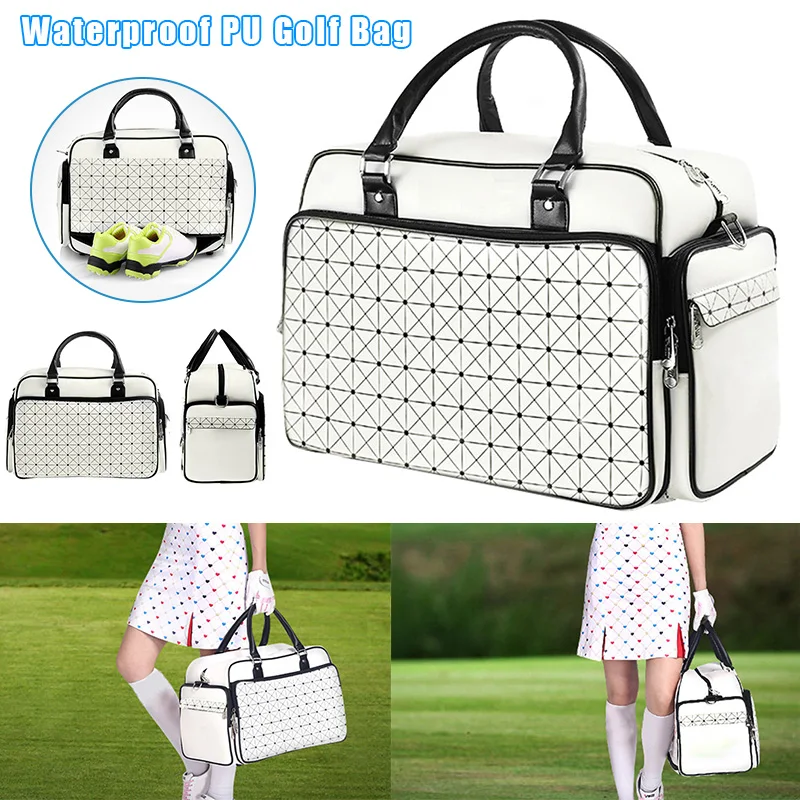 

Golf Clothes Bag Waterproof Clothing Bag PU Large Capacity Independent Shoe Bags 2-way zipper ALS88