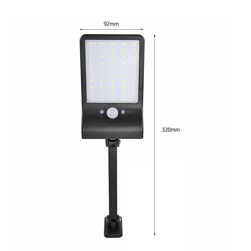 Black Горячая 50LED датчик движения PIR на солнечной батарее Настенный светильник водонепроницаемый уличный светильник w/пульт дистанционного управления IP65 для наружного дорожного сада во дворе - Испускаемый цвет: Black