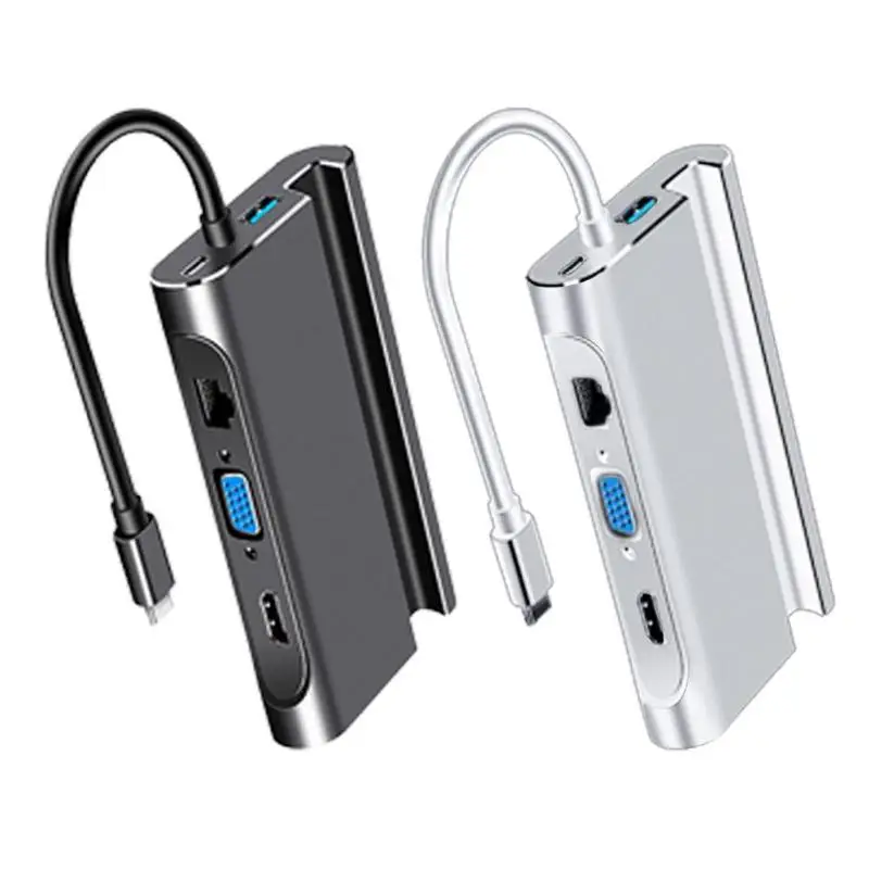 7 в 1 Смарт док-станция type-C концентратор к USB3.0 RJ45 VGA HDMI PD конвертер адаптер