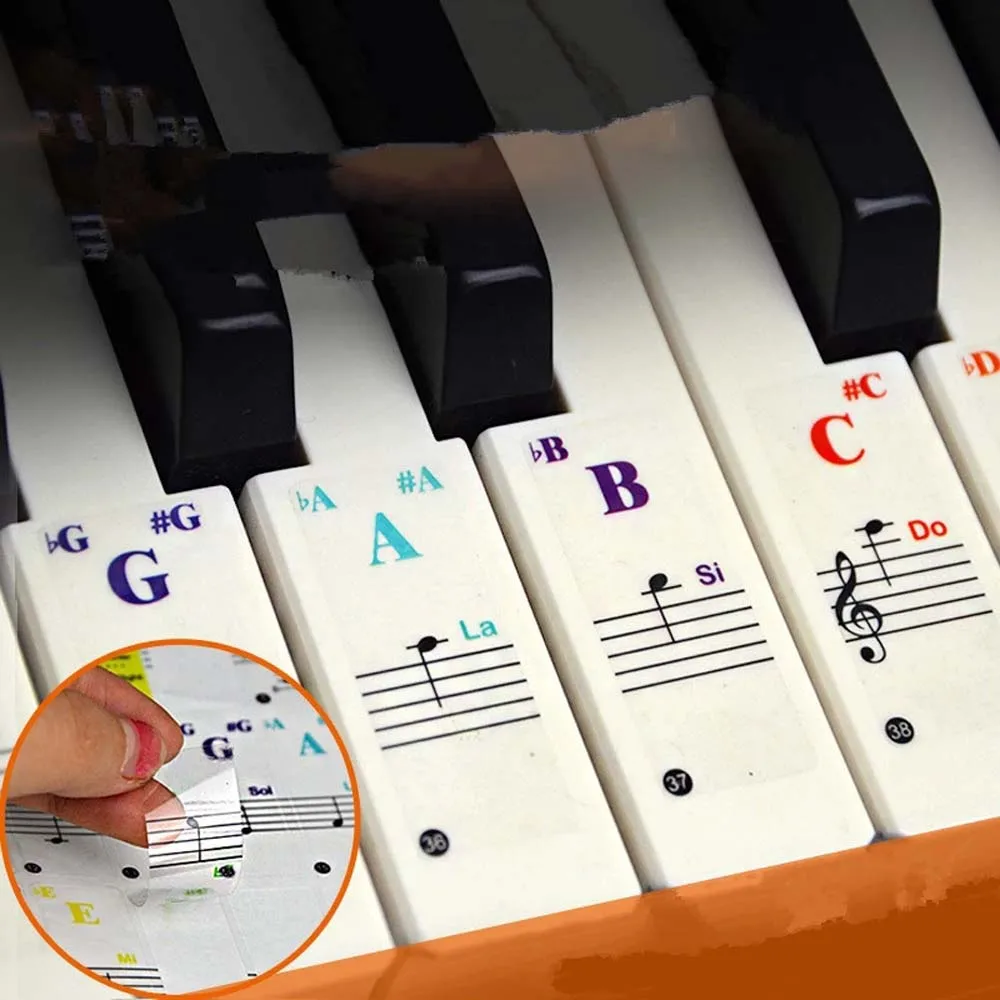 Autocollant transparent pour clavier de piano, étiquette pour notes de  portée de 88/61/54/49 touches, pour la musique, blanc prédire, 1 pièce -  AliExpress
