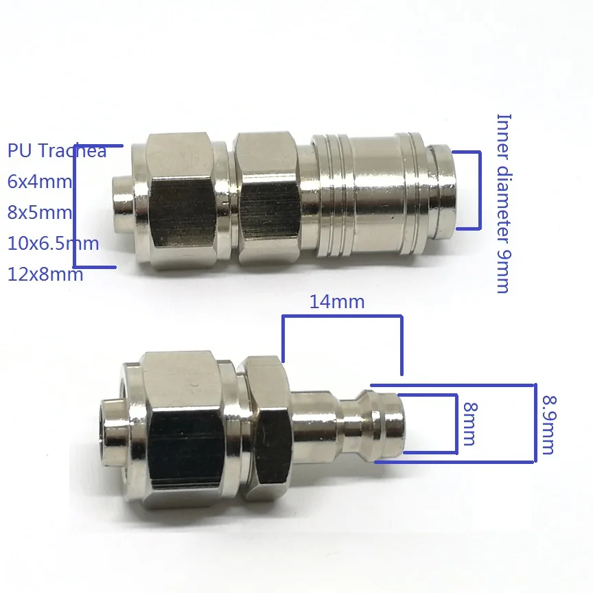 PU Trachea Joint MINI European Style Pneumatic Quick Coupling For 6x4mm 8x5mm 10x6.5mm 12x8mm Air Hose Connector