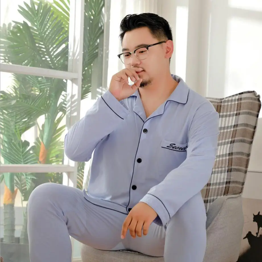 Pajama Sets Men Pajamas Sets 100% Cotton Casual Loose Home Sleepwear Large Size 7XL 9XL 10XL
