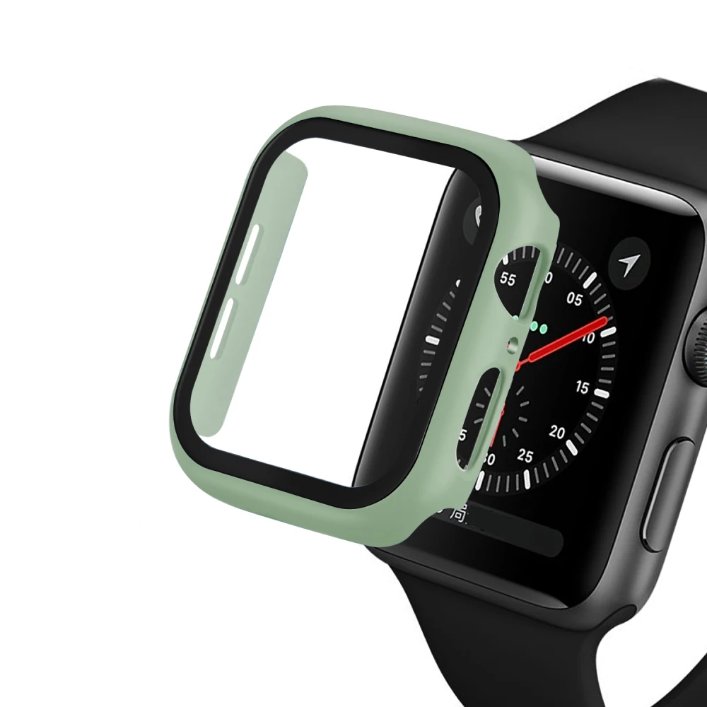 Чехол для часов Apple Watch, чехол 42 мм, 38 мм, чехол из поликарбоната+ закаленное стекло, Защита экрана для iWatch 44 мм, 40 мм, серия 5, 4, 3, 2, 1, чехол - Цвет: Mint Green