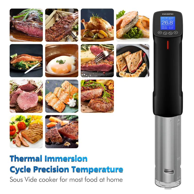 Inkbird вакуумная медленная Sous Vide Wi-Fi пищевая плита 1000 Вт Мощный погружной циркулятор-lcd цифровой таймер дисплей Нержавеющая сталь